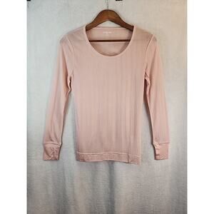 Lands End Women's 100% Silk Rose Pink Base Layer Top Long Sleeves Small New
